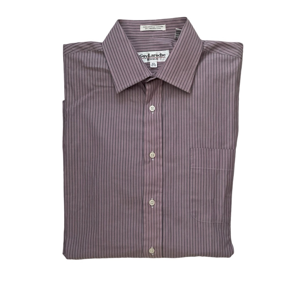 GUY LAROCHE Men’s Shirt Pinstriped Pink Blue Long Sleeve NWOT